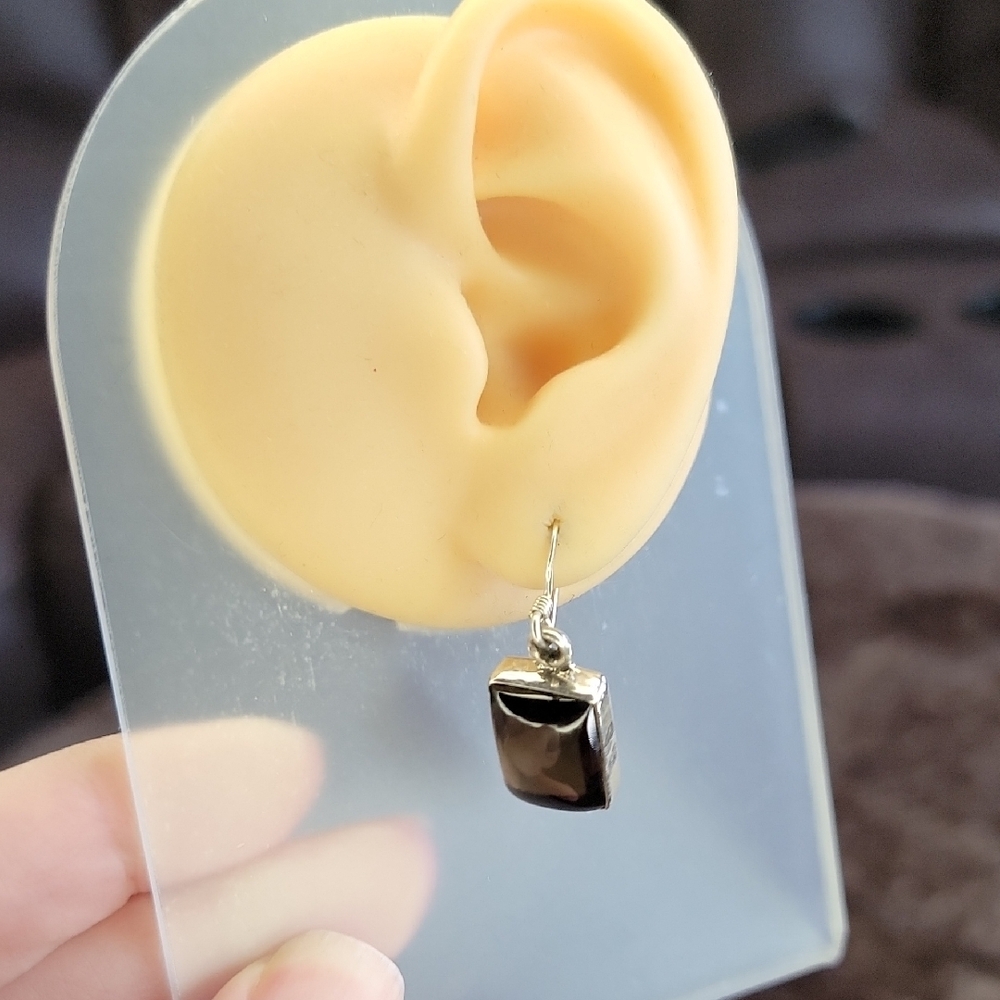 Smoky Quartz Sterling Silver Rectangular Earrings - image 2